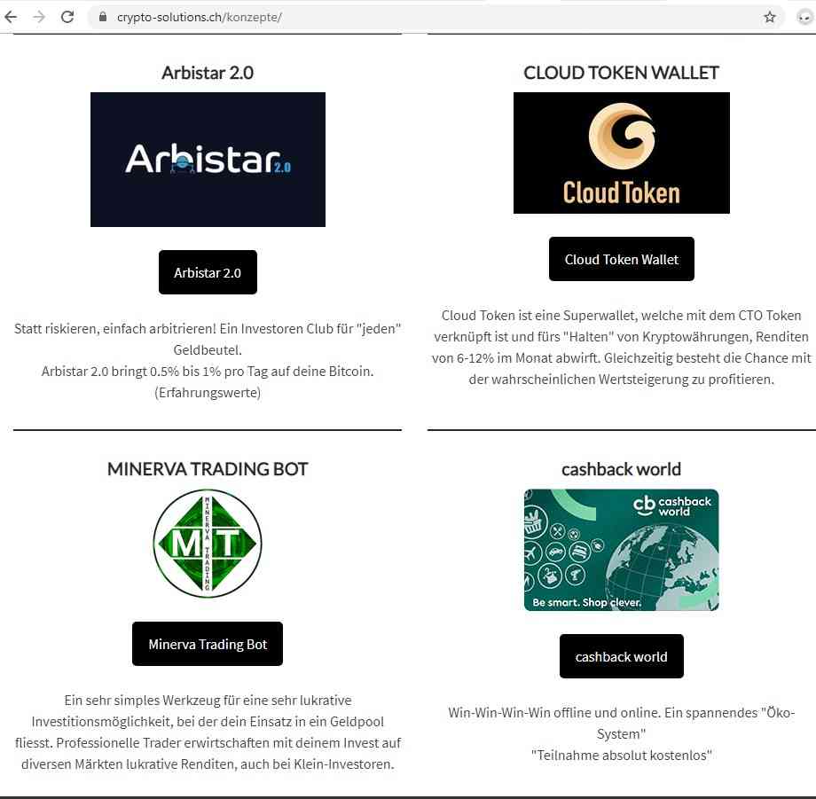 Crypto-Solutions Scam Werbung